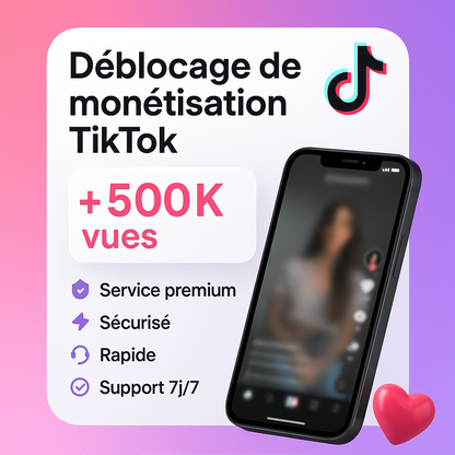 Pack Monétisation TikTok (10.000 Abonnés + 5x100k Vues + 10.000 likes)